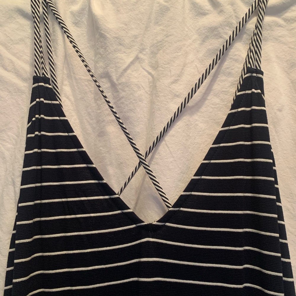 Navy Dress with White Stripes